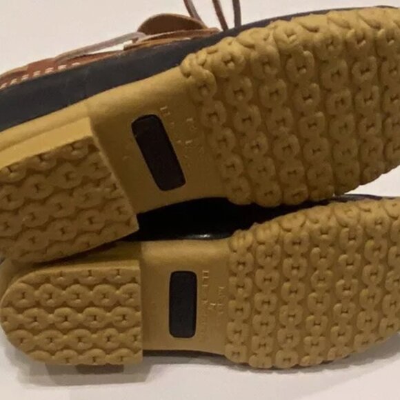 LL Bean Blue Brown Low Duck Boots Shoes Womens Sz 7 N Waterproof Rubber USA - Picture 8 of 9